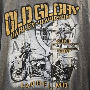 {XL} Harley-Davidson Motorcycles Old Glory Airplane Laurel Maryalnd Graphic Tee
